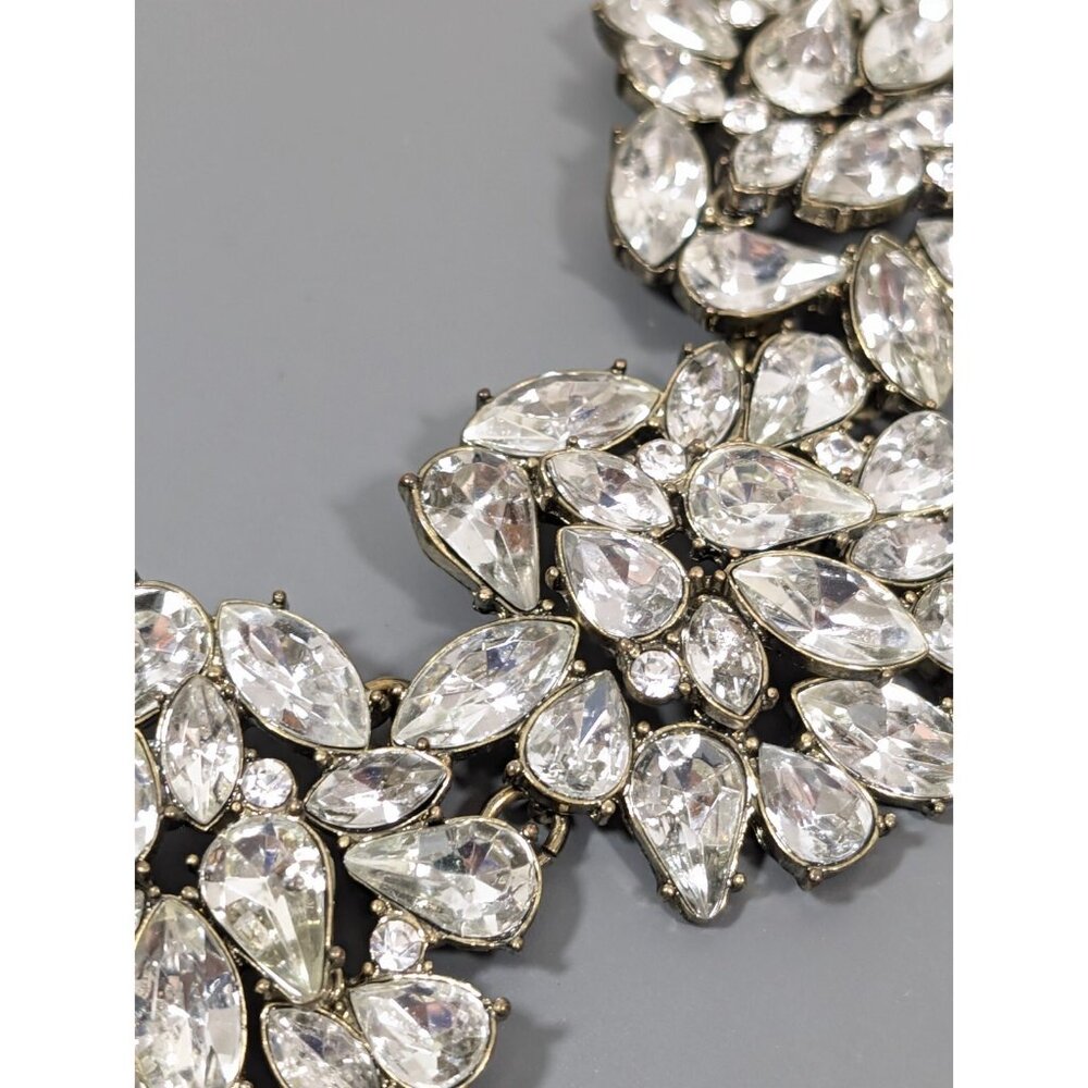 Sugarfix by BaubleBar Clear Rhinestone Collar Statement Necklace Bronze Tone 20" - Picture 4 of 10